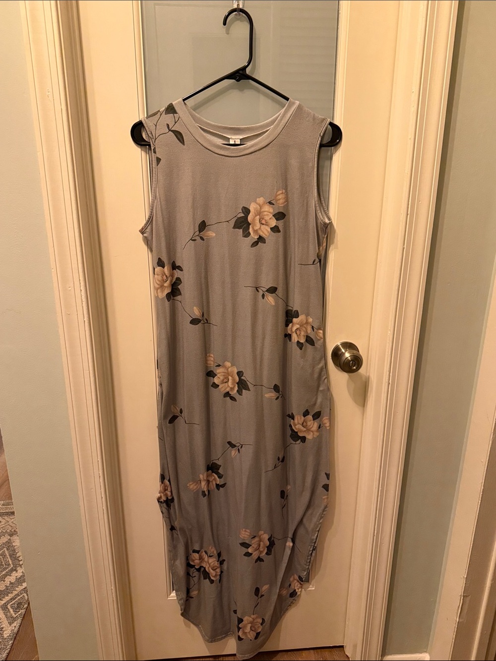 Sleeveless Gray Floral Maxi Dress - Elegant Casual
